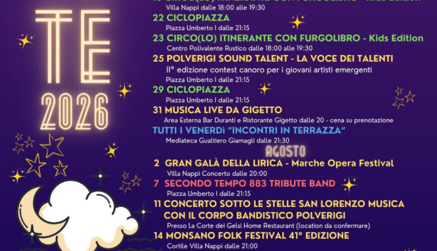 Locandina Serate sotto le Stelle - polverigi